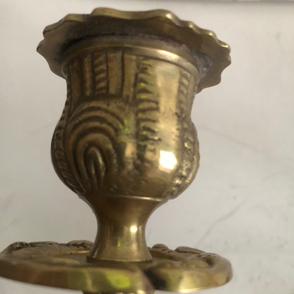 Vintage rocco style brass wall candlestick holders, possibly French -used - Picture 6 of 10